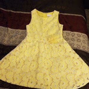 Little girls yellow and white sleeveless dress
